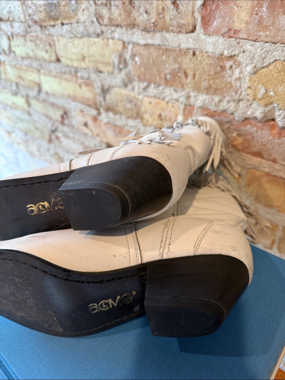 VTG ACME Fringe Cowboy boots white 8 - Picture 7 of 11